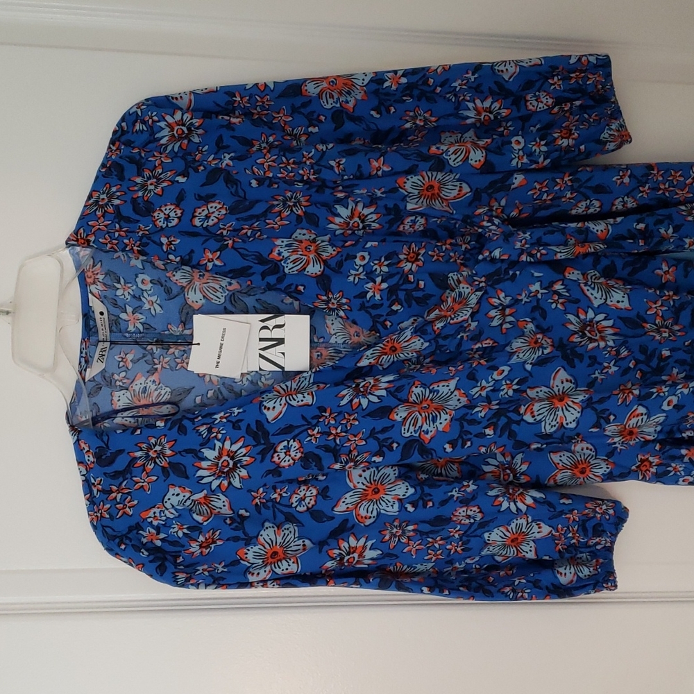 Zara blue floral dress